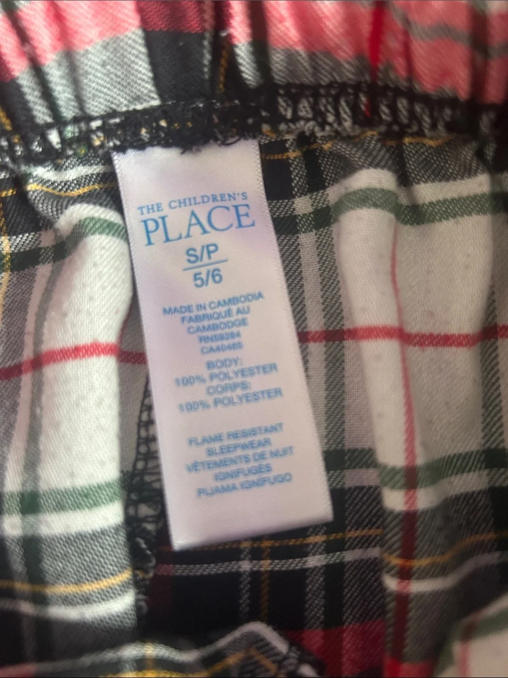 The Children's Place Red, White and Black Plaid Pajama Pants